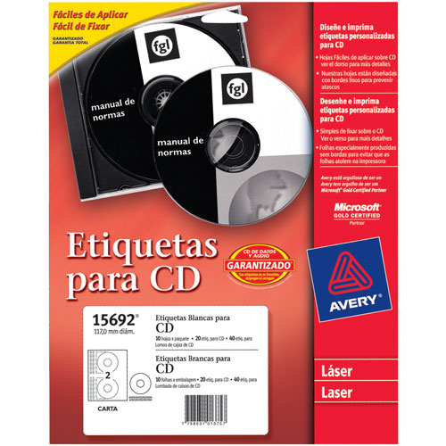 [ELIMINADO] Etiquetas AVERY | Autoadhesivas para CD 15692