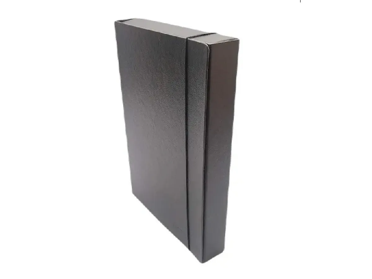 Caja Archivo Fibra Negra Con Elastico Of N°5