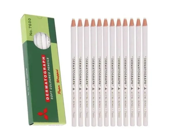 Lapiz Dermatografico 12u Mitsu-bishi Blanco