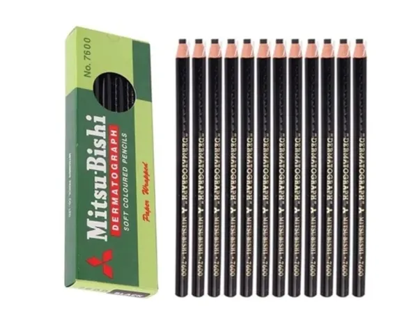 Lapiz Dermatografico 12u Mitsu-bishi Negro
