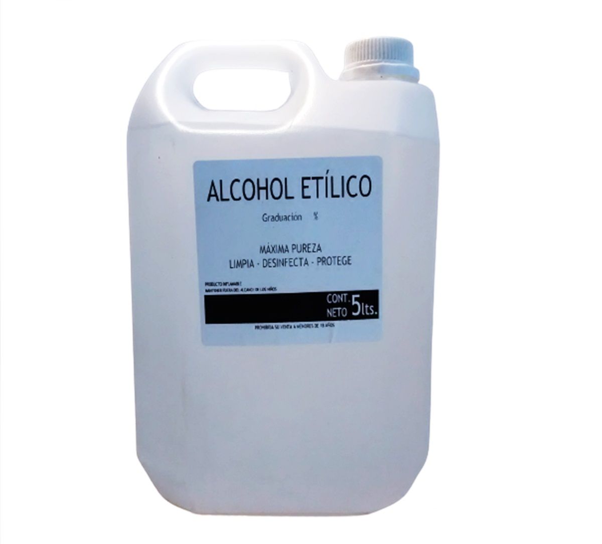 Alcohol etilico 96% de 5 litros