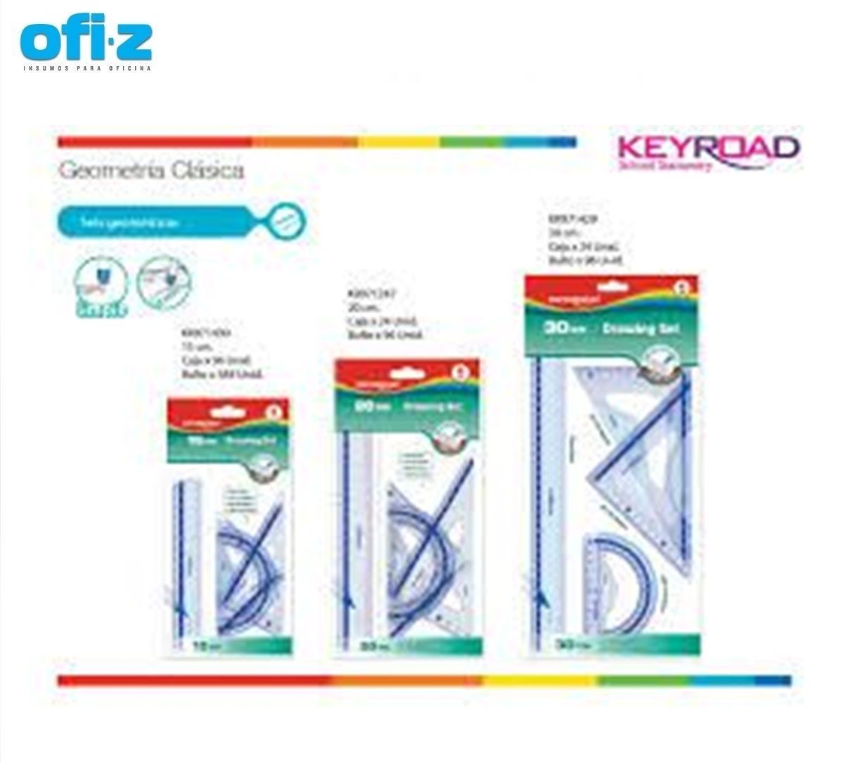 Set de geometría 4 piezas Keyroad 15cm